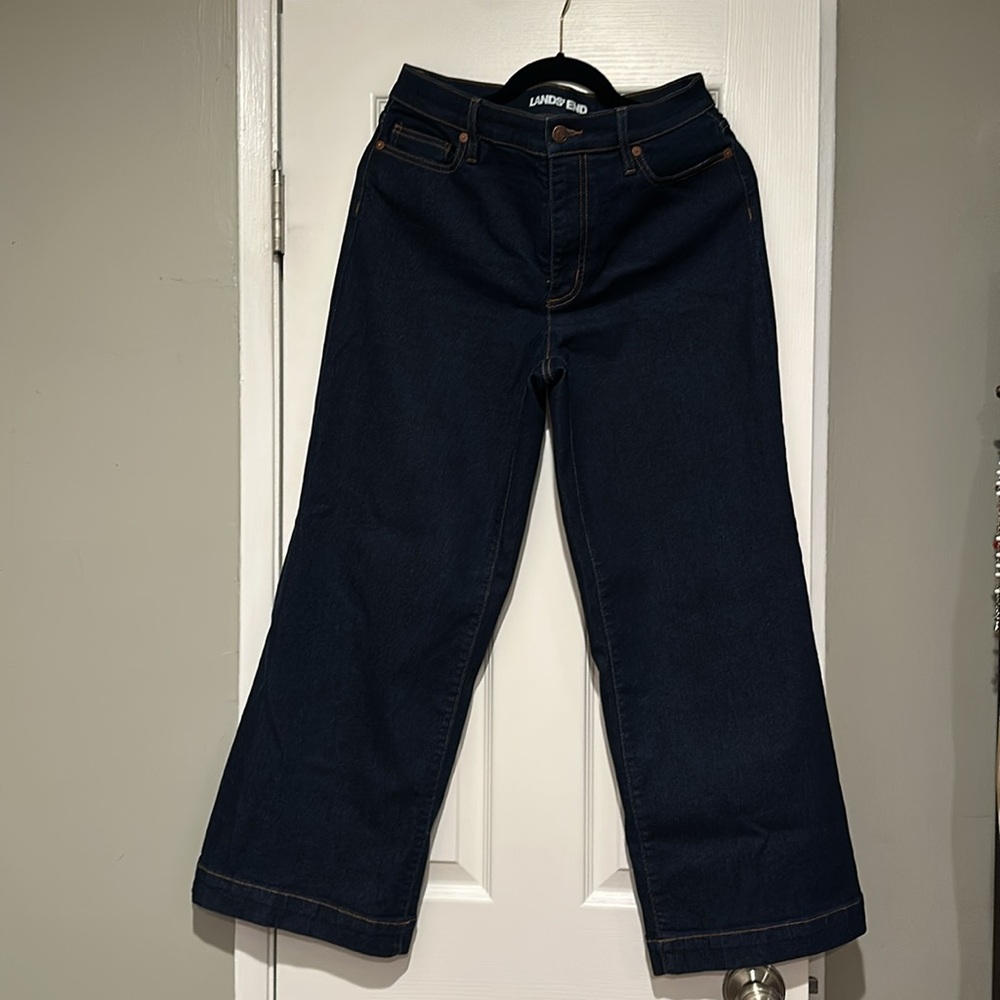 Lands' End Dark Blue Wide Leg Jeans